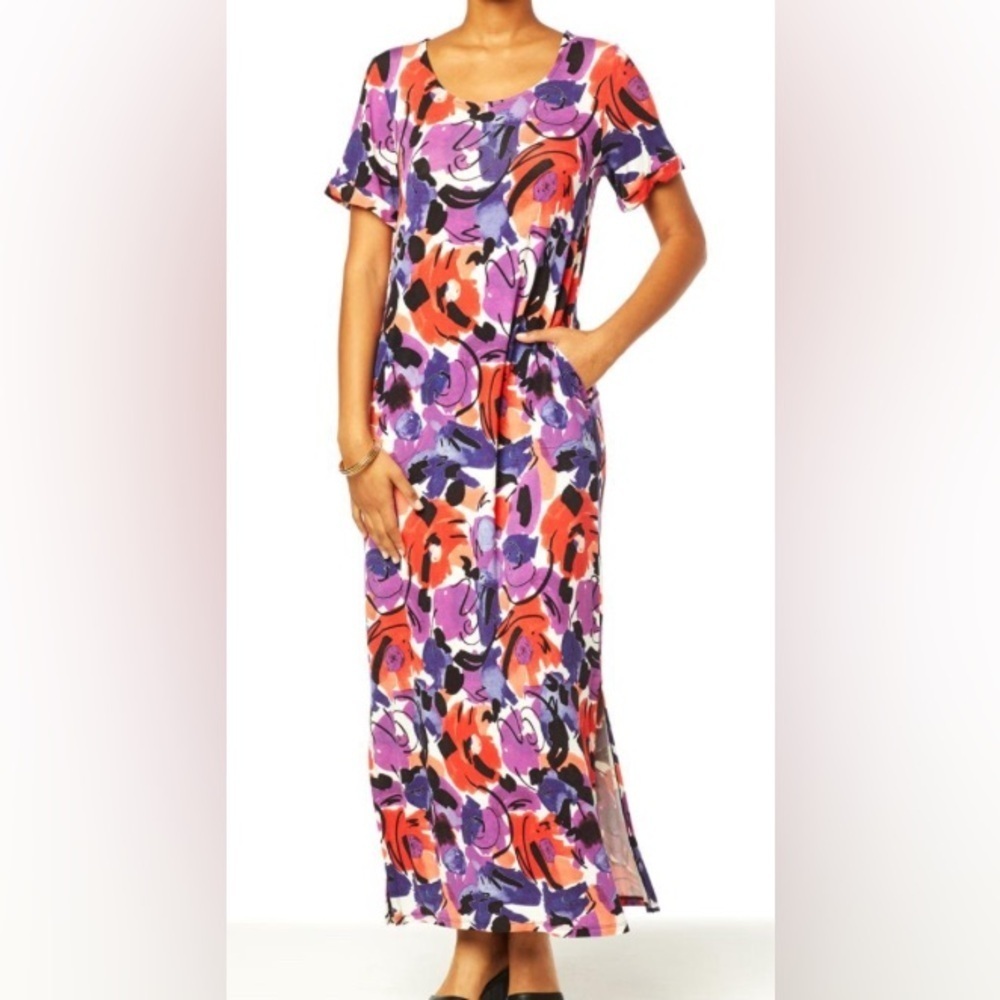 NEW- Colleen Lopez EveryWear Maxi Dress - 789-463. COLOR BLUE DEPTHS FLORAL. MP